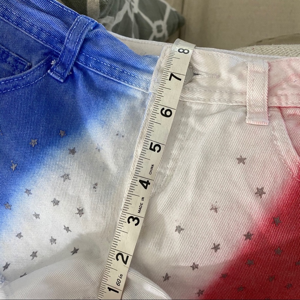 Justice Cut Off Distressed Shorts Girls 10R red white & blue cut off sho… - Picture 6 of 8
